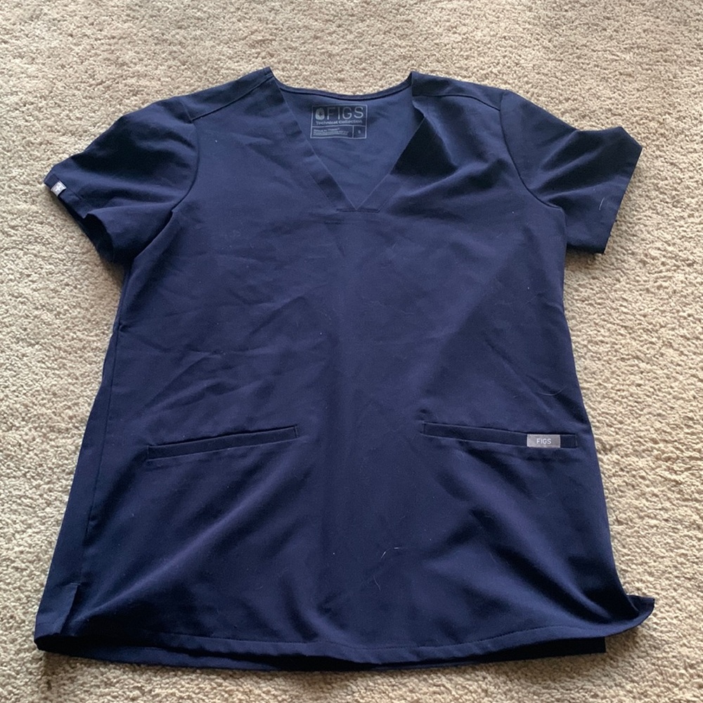Casma Figs Navy Blue Scrub Top